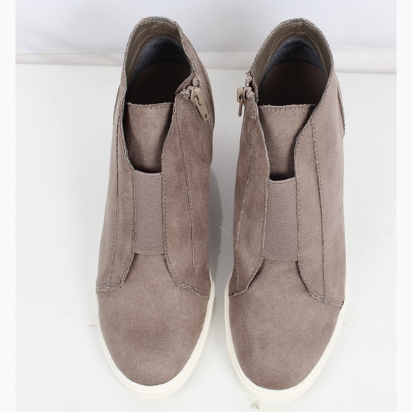 Size 5 Grey Faux Suede Elastic Band Front Wedge - Picture 4 of 6